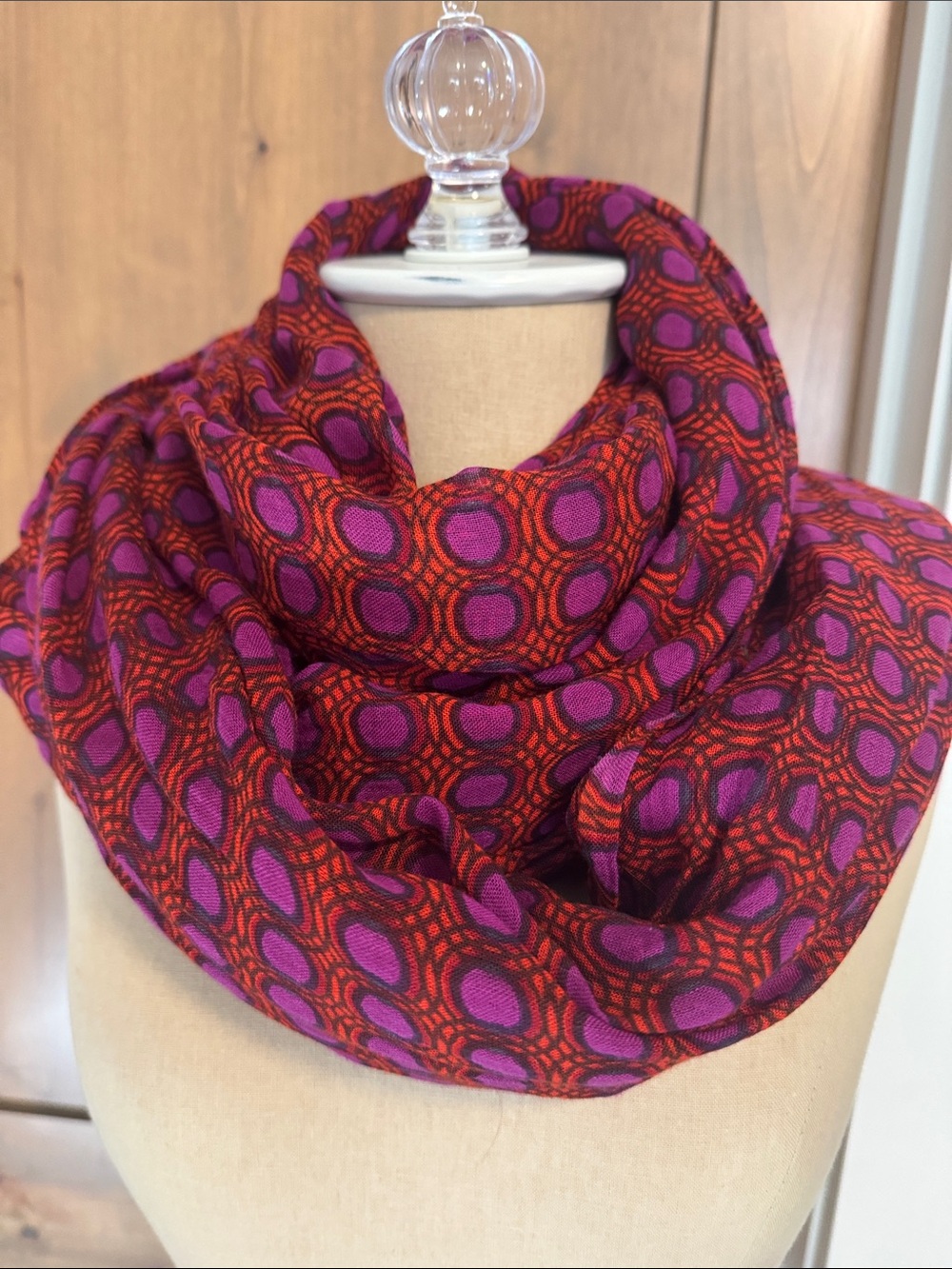 Lulla by Bindya Colorful long Scarf Wrap Purple Red black Viscose Boho India
